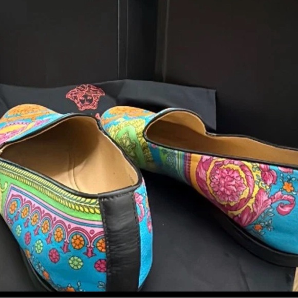 Versace Women's Vibrant Blue and Orange Loafers - Picture 5 of 5